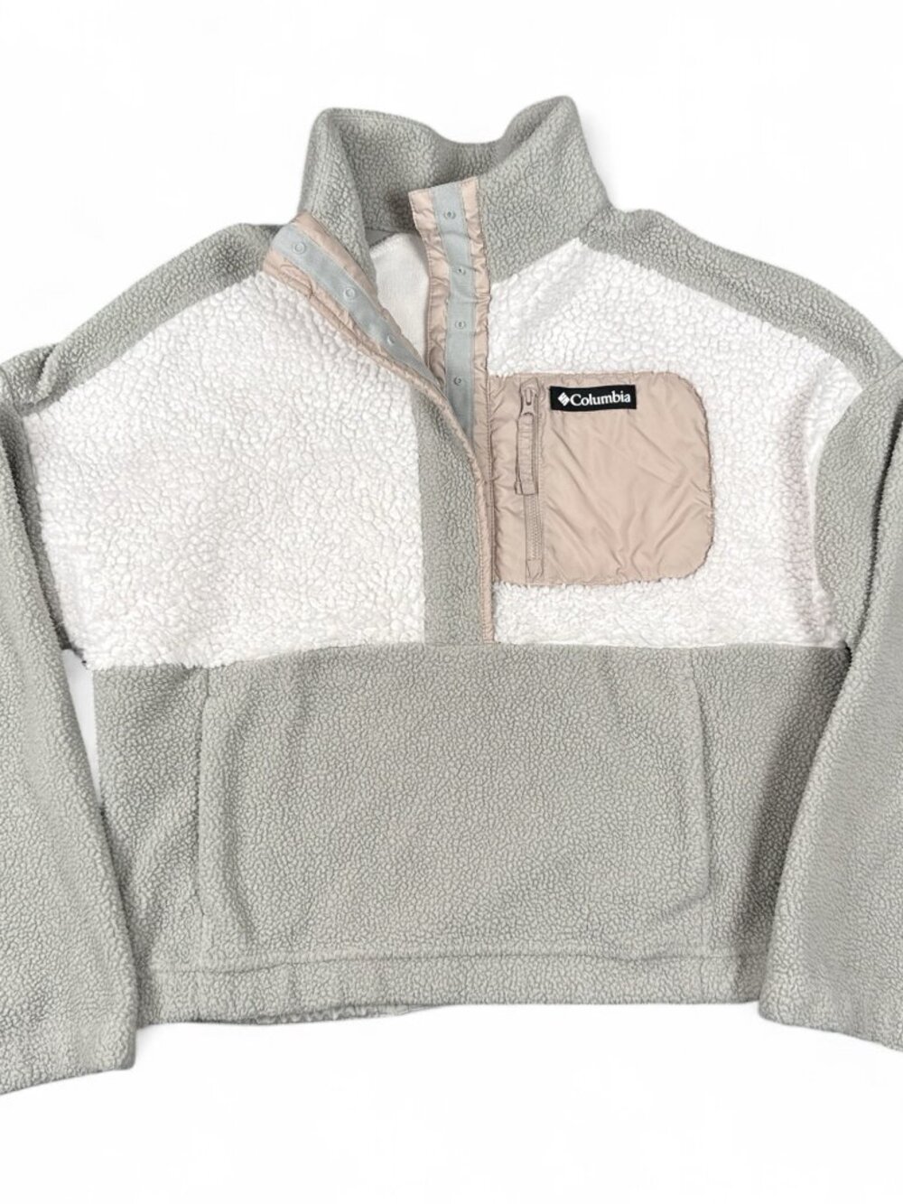 Columbia Sherpa Fleece Pullover Women's Medium Gray Colorblock XP3671